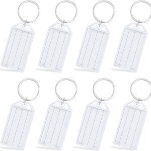 Uniclife 2 Inch Tough Plastic Key Tags White Item Identifiers with Blank Paper Labels Transparent Covers and Split Rings